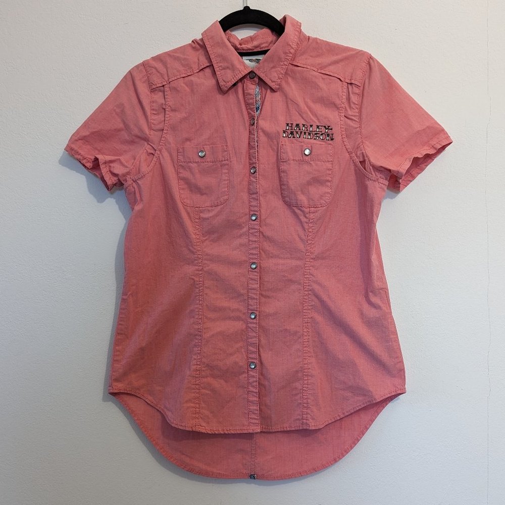 Harley Davidson Pink Button Down Size Medium